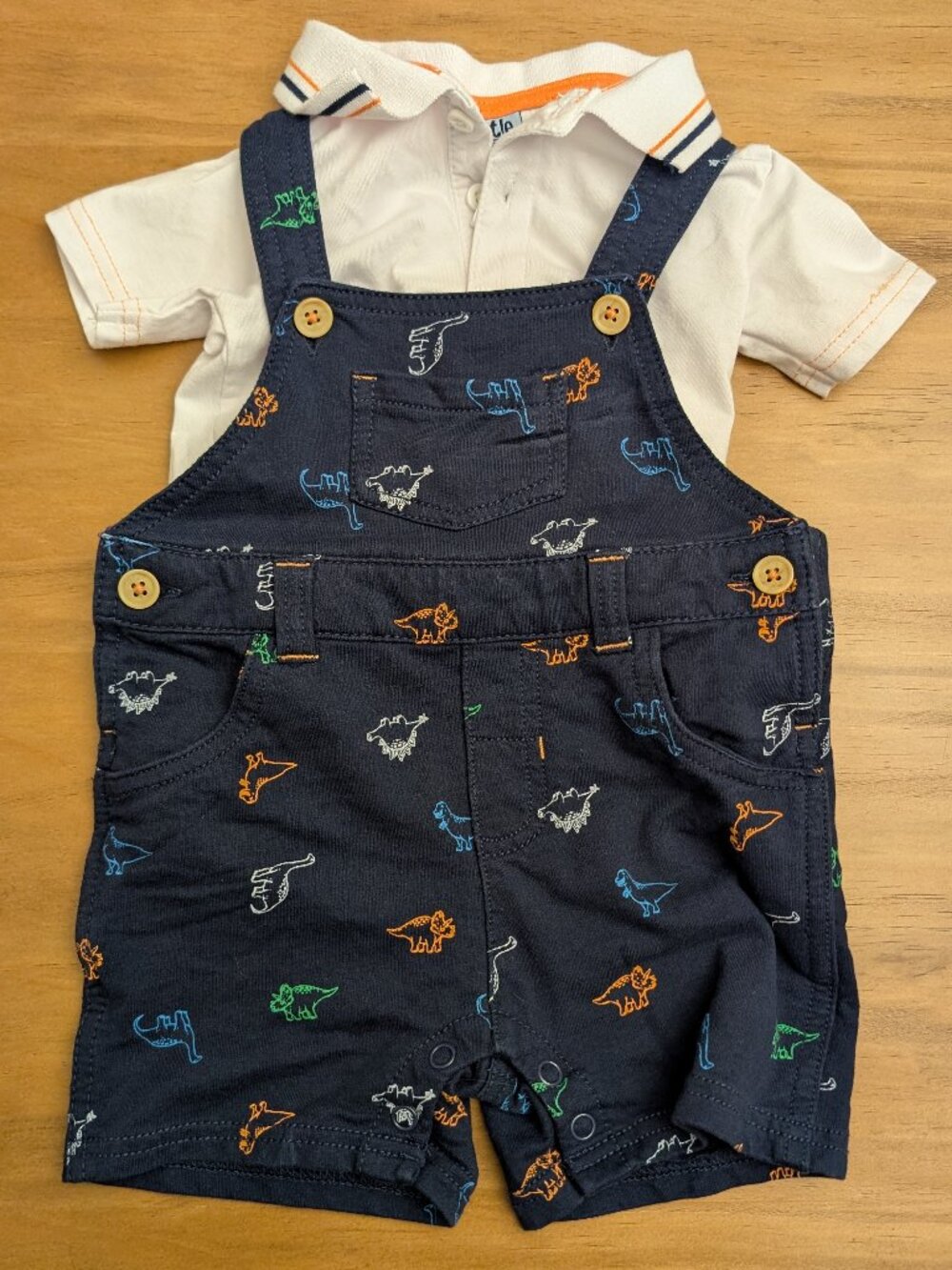 18 Month 12-18 Month Little Lad Baby Boys 2 Piece Dinosaur Overalls Set Outfit